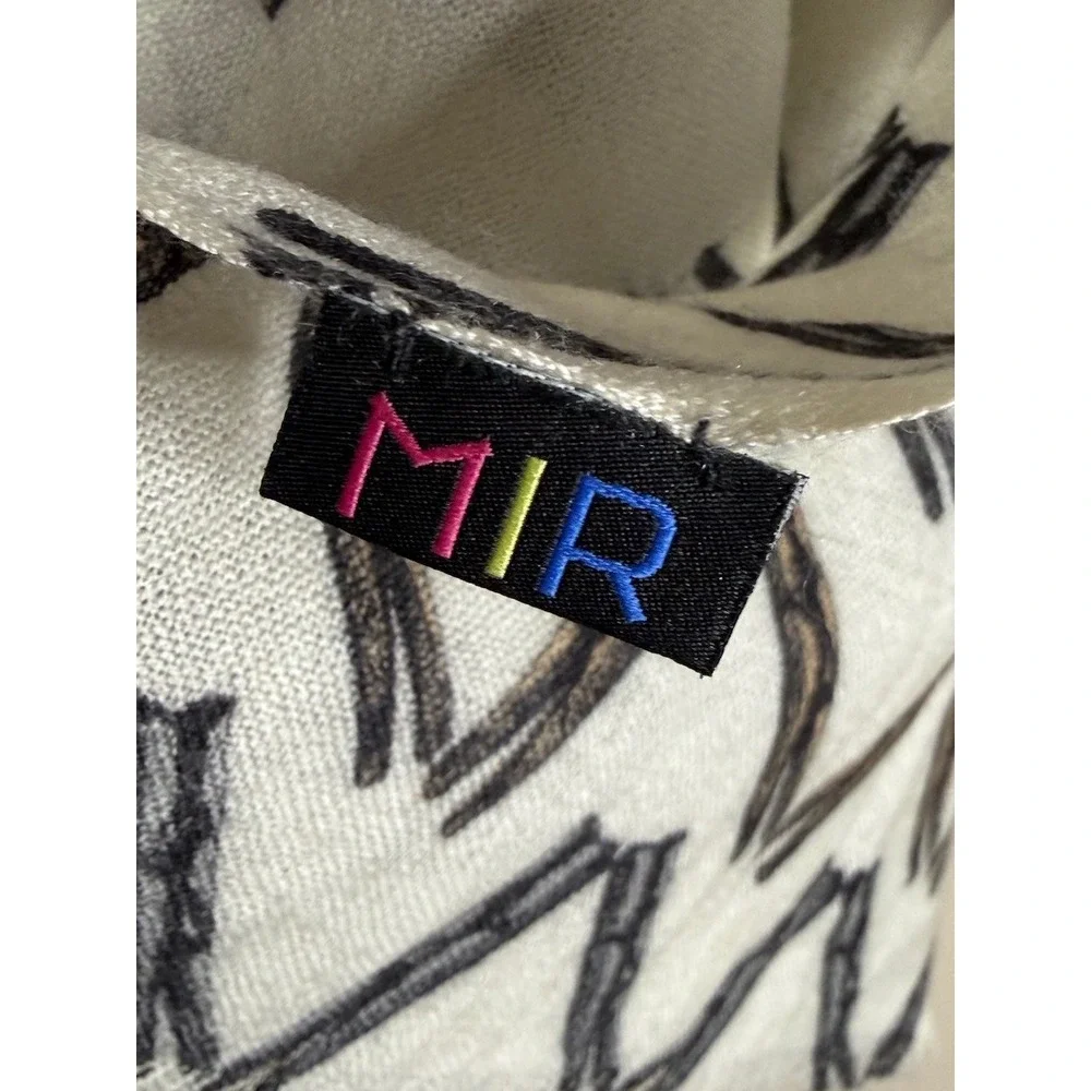 MIR Cashmere Wool Chevron Scarf Wrap Shawl Ivory Black 76
